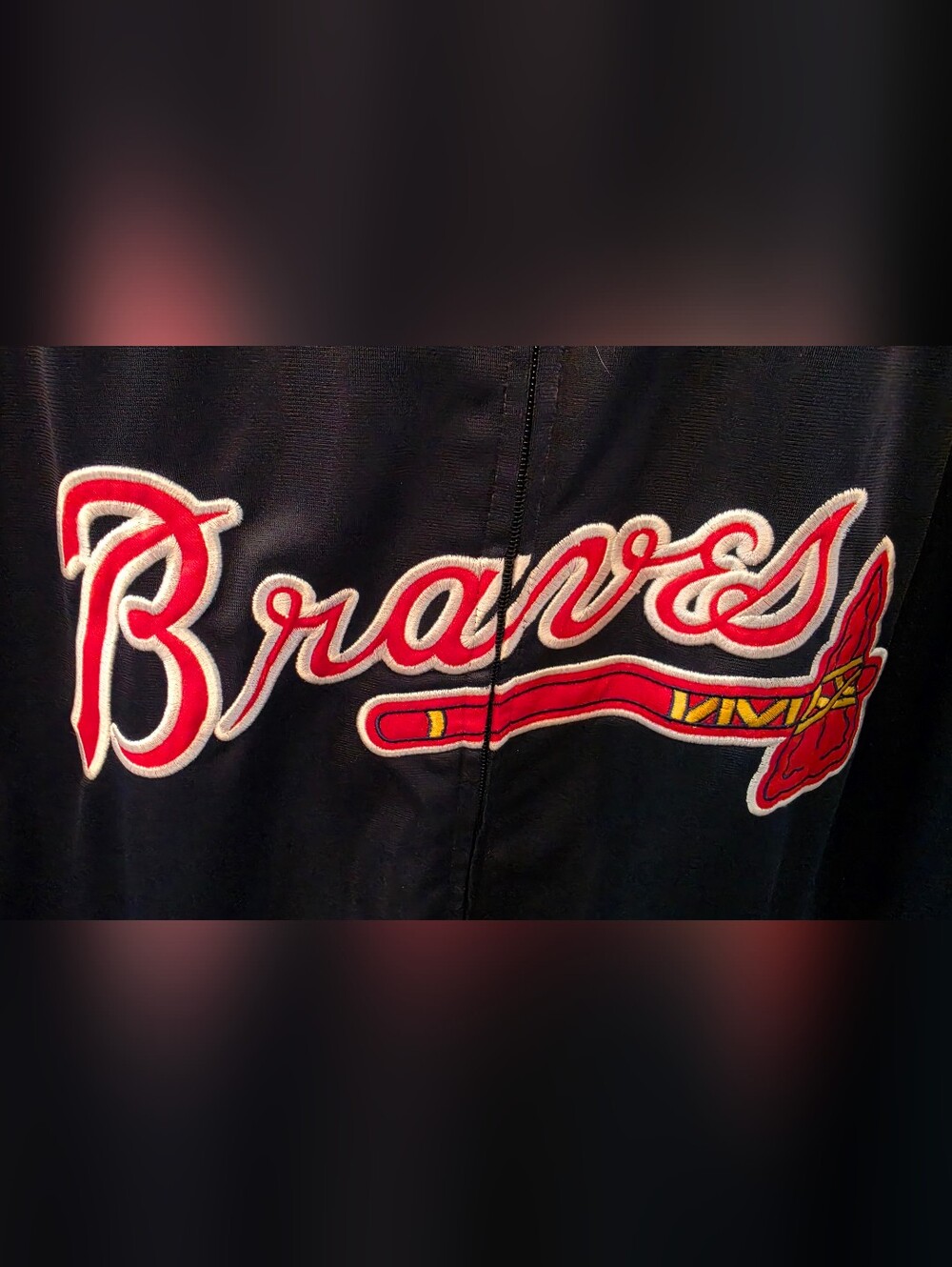 Atlanta Braves Navy Blue & Red Track Warm Up Full-Zip Jacket 3XL MLB - Picture 2 of 8
